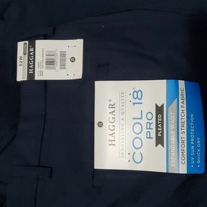 Haggar Navy Blue Cool 18 Pleated Shorts Size 52W